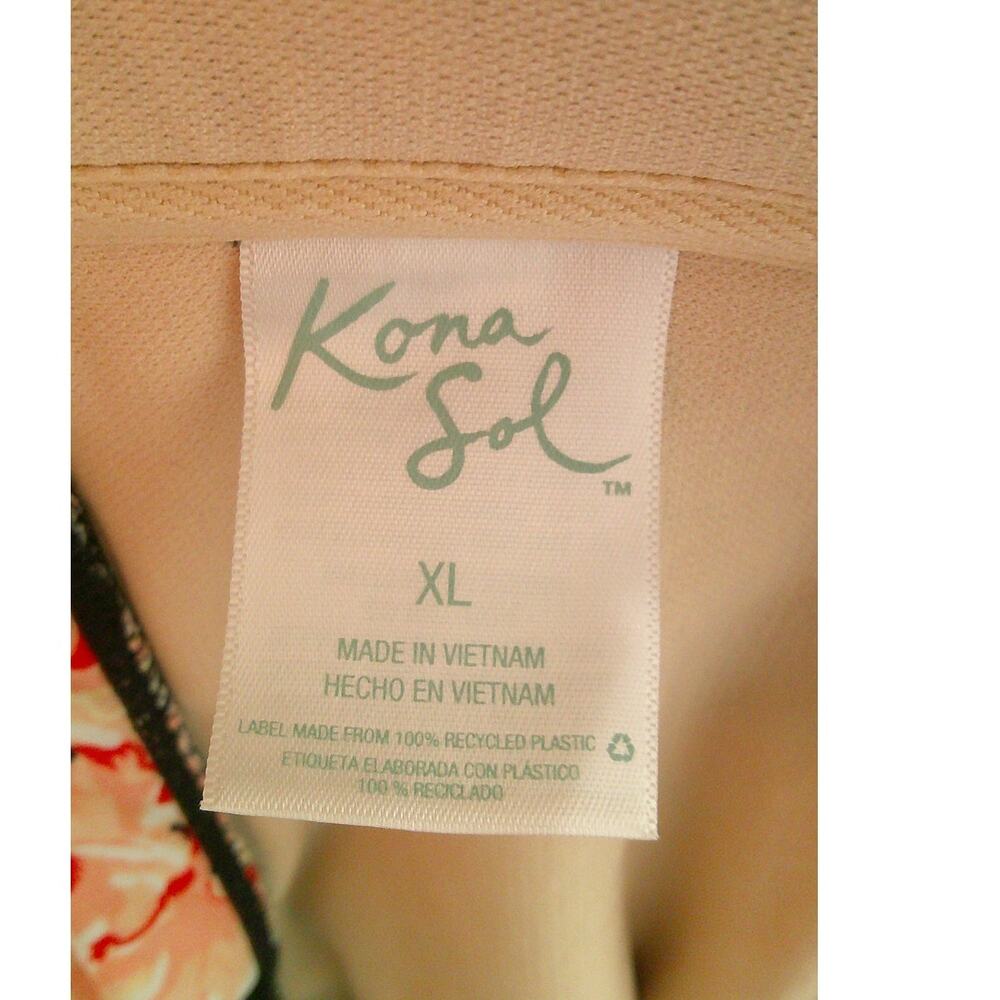Kona Sol Black Floral Ruffled Swim Tankini Top Built in Padding Women's XL - Picture 3 of 6